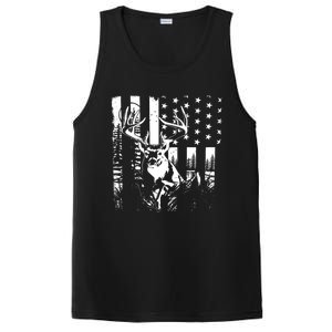 Hunting Us Flag Deer Elk Buck Camoflage Hunter Dad Gift PosiCharge Competitor Tank