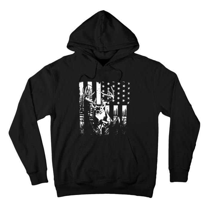 Hunting Us Flag Deer Elk Buck Camoflage Hunter Dad Gift Tall Hoodie