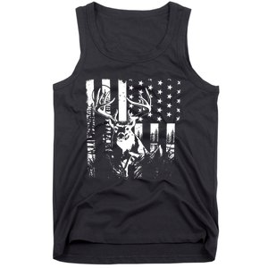 Hunting Us Flag Deer Elk Buck Camoflage Hunter Dad Gift Tank Top