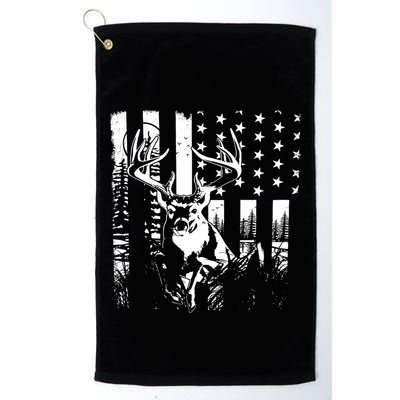 Hunting Us Flag Deer Elk Buck Camoflage Hunter Dad Gift Golf Towel