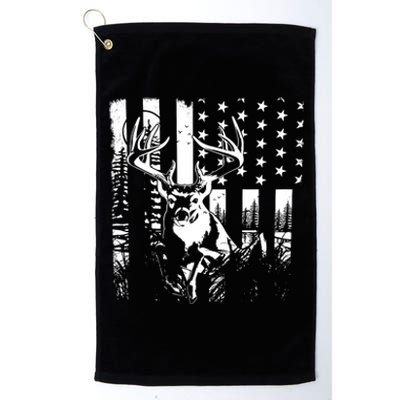 Hunting Us Flag Deer Elk Buck Camoflage Hunter Dad Gift Platinum Collection Golf Towel