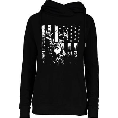 Hunting US Flag Deer Elk Buck Camoflage Hunter Dad Gift Womens Funnel Neck Pullover Hood