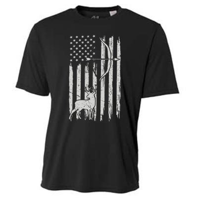 Hunter Usa Flag Hunting Deer Hunt Compound Bow Cooling Performance Crew T-Shirt