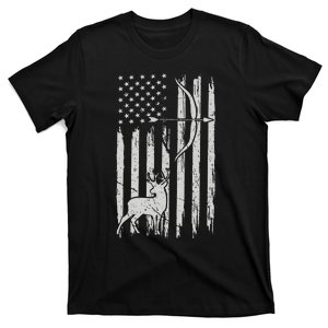 Hunter Usa Flag Hunting Deer Hunt Compound Bow T-Shirt