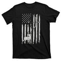 Hunter Usa Flag Hunting Deer Hunt Compound Bow T-Shirt