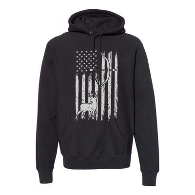 Hunter Usa Flag Hunting Deer Hunt Compound Bow Premium Hoodie