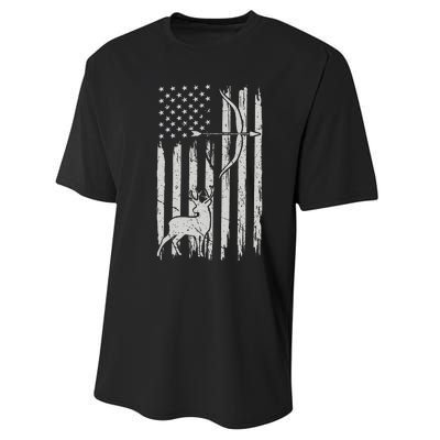 Hunter Usa Flag Hunting Deer Hunt Compound Bow Performance Sprint T-Shirt