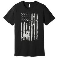 Hunter Usa Flag Hunting Deer Hunt Compound Bow Premium T-Shirt