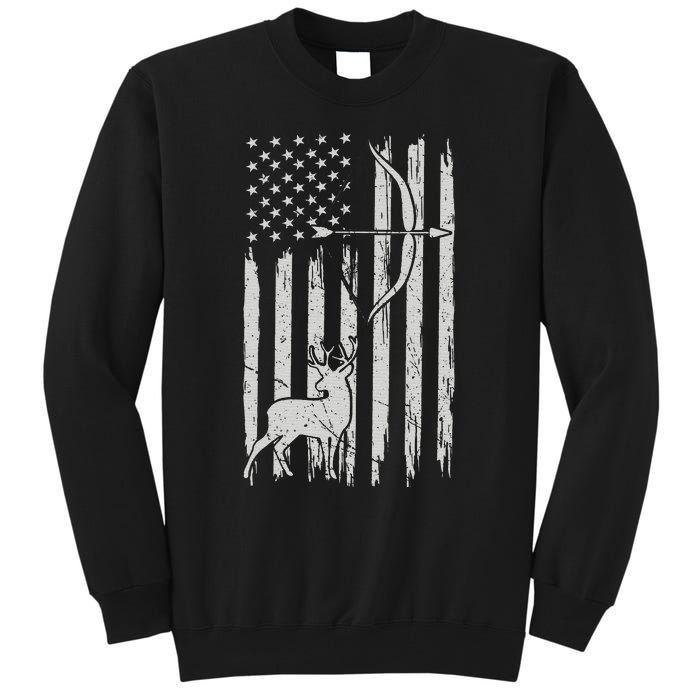 Hunter Usa Flag Hunting Deer Hunt Compound Bow Tall Sweatshirt