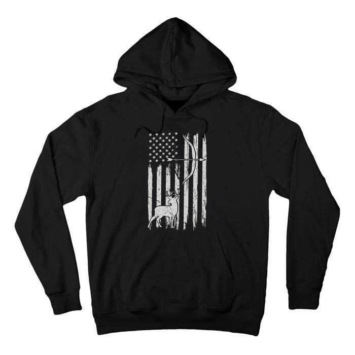 Hunter Usa Flag Hunting Deer Hunt Compound Bow Tall Hoodie