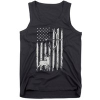 Hunter Usa Flag Hunting Deer Hunt Compound Bow Tank Top