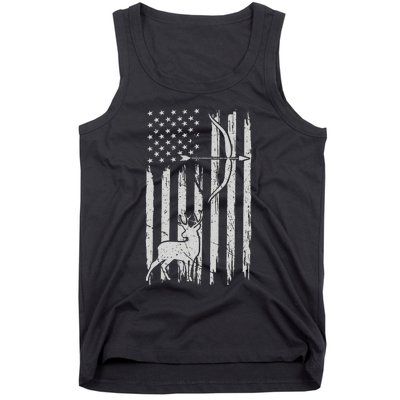 Hunter Usa Flag Hunting Deer Hunt Compound Bow Tank Top