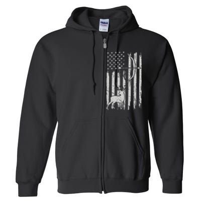 Hunter Usa Flag Hunting Deer Hunt Compound Bow Full Zip Hoodie