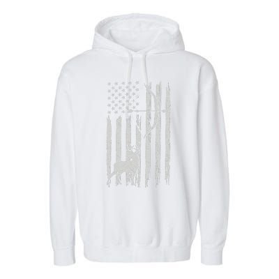 Hunter Usa Flag Hunting Deer Hunt Compound Bow Garment-Dyed Fleece Hoodie