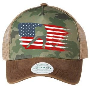 Hockey USA Flag American Flag Patriotic Ice Hockey Legacy Tie Dye Trucker Hat