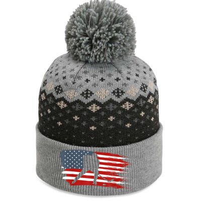 Hockey USA Flag American Flag Patriotic Ice Hockey The Baniff Cuffed Pom Beanie