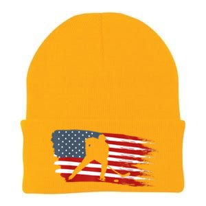 Hockey USA Flag American Flag Patriotic Ice Hockey Knit Cap Winter Beanie