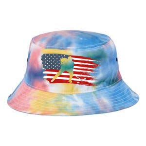 Hockey USA Flag American Flag Patriotic Ice Hockey Tie Dye Newport Bucket Hat