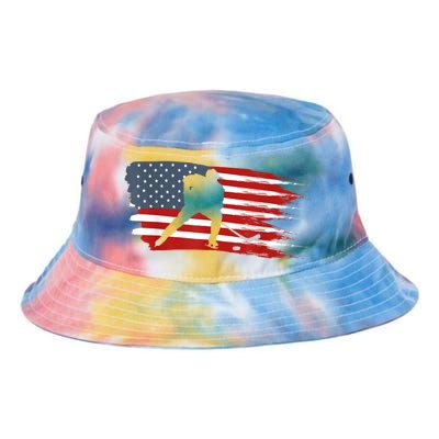 Hockey USA Flag American Flag Patriotic Ice Hockey Tie Dye Newport Bucket Hat