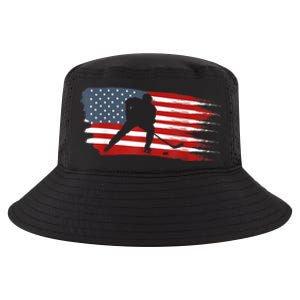 Hockey USA Flag American Flag Patriotic Ice Hockey Cool Comfort Performance Bucket Hat