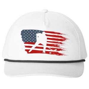 Hockey USA Flag American Flag Patriotic Ice Hockey Snapback Five-Panel Rope Hat