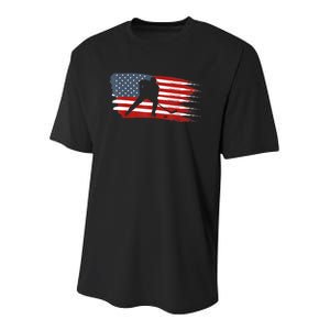 Hockey USA Flag American Flag Patriotic Ice Hockey Youth Performance Sprint T-Shirt