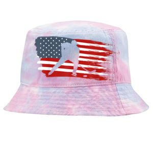 Hockey USA Flag American Flag Patriotic Ice Hockey Tie-Dyed Bucket Hat