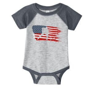 Hockey USA Flag American Flag Patriotic Ice Hockey Infant Baby Jersey Bodysuit