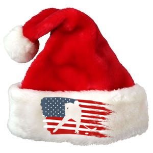 Hockey USA Flag American Flag Patriotic Ice Hockey Premium Christmas Santa Hat