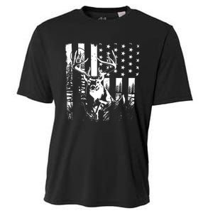 Hunting Us Flag Deer Elk Buck Camoflage Hunter Dad Gift Cooling Performance Crew T-Shirt