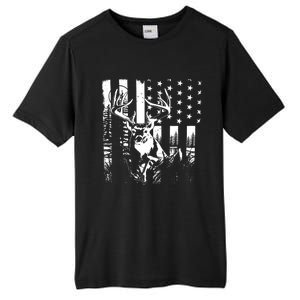 Hunting Us Flag Deer Elk Buck Camoflage Hunter Dad Gift Tall Fusion ChromaSoft Performance T-Shirt