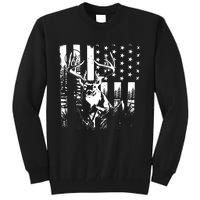 Hunting Us Flag Deer Elk Buck Camoflage Hunter Dad Gift Tall Sweatshirt