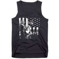 Hunting Us Flag Deer Elk Buck Camoflage Hunter Dad Gift Tank Top