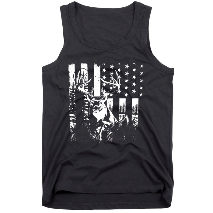 Hunting Us Flag Deer Elk Buck Camoflage Hunter Dad Gift Tank Top