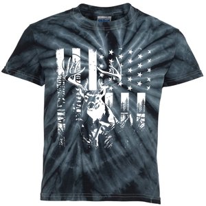 Hunting Us Flag Deer Elk Buck Camoflage Hunter Dad Gift Kids Tie-Dye T-Shirt