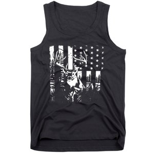 Hunting Us Flag Deer Elk Buck Camoflage Hunter Dad Gift Tank Top