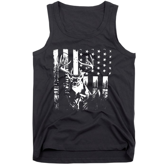 Hunting Us Flag Deer Elk Buck Camoflage Hunter Dad Gift Tank Top