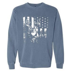 Hunting Us Flag Deer Elk Buck Camoflage Hunter Dad Gift Garment-Dyed Sweatshirt