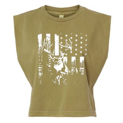 Hunting Us Flag Deer Elk Buck Camoflage Hunter Dad Gift Garment-Dyed Women's Muscle Tee