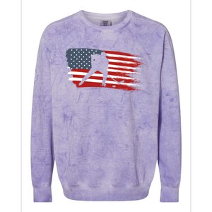 Hockey Usa Flag American Flag Patriotic Ice Hockey Gift Colorblast Crewneck Sweatshirt