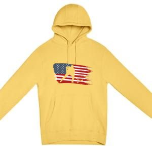 Hockey Usa Flag American Flag Patriotic Ice Hockey Gift Premium Pullover Hoodie