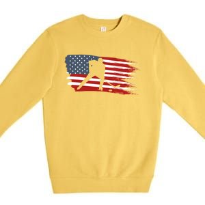 Hockey Usa Flag American Flag Patriotic Ice Hockey Gift Premium Crewneck Sweatshirt