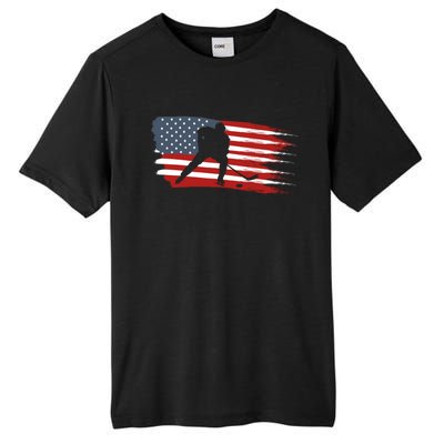 Hockey Usa Flag American Flag Patriotic Ice Hockey Gift Tall Fusion ChromaSoft Performance T-Shirt