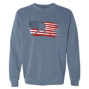 Hockey Usa Flag American Flag Patriotic Ice Hockey Gift Garment-Dyed Sweatshirt