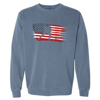 Hockey Usa Flag American Flag Patriotic Ice Hockey Gift Garment-Dyed Sweatshirt