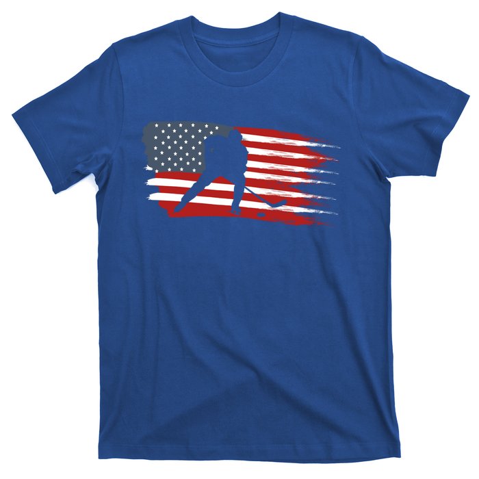 Hockey Usa Flag American Flag Patriotic Ice Hockey Gift T-Shirt