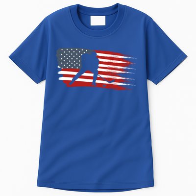 Hockey Usa Flag American Flag Patriotic Ice Hockey Gift Tall T-Shirt