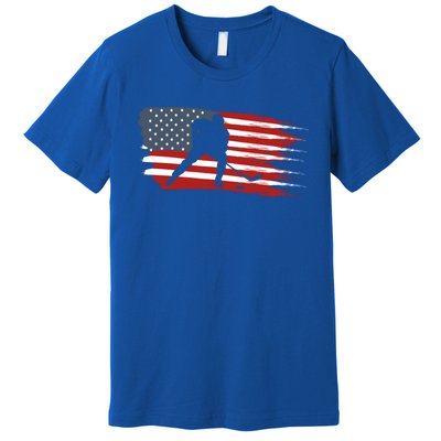 Hockey Usa Flag American Flag Patriotic Ice Hockey Gift Premium T-Shirt