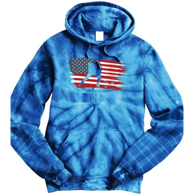 Hockey Usa Flag American Flag Patriotic Ice Hockey Gift Tie Dye Hoodie