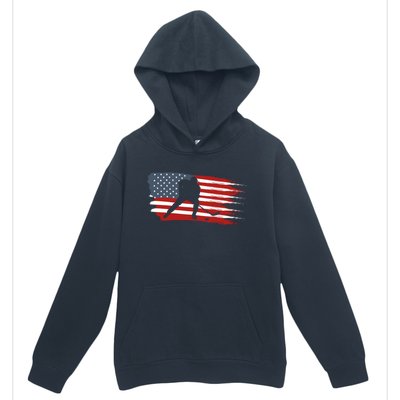 Hockey Usa Flag American Flag Patriotic Ice Hockey Gift Urban Pullover Hoodie